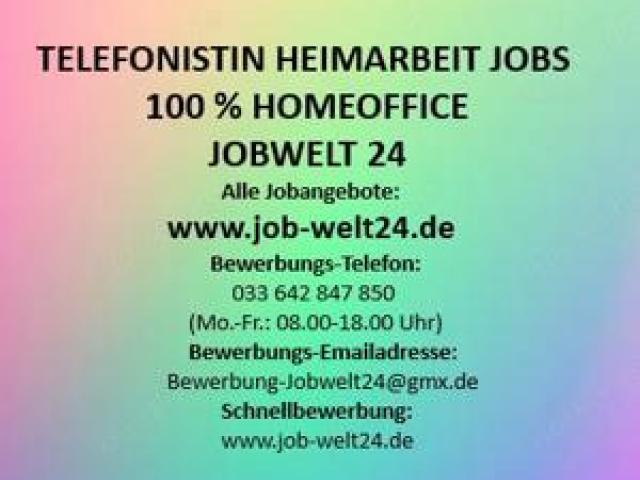 Heimarbeit Telefonistin Job Homeoffice - Kiel und ü-all Verd. b. 43,20   Std - Heimarbeit Job Arbeit - 1